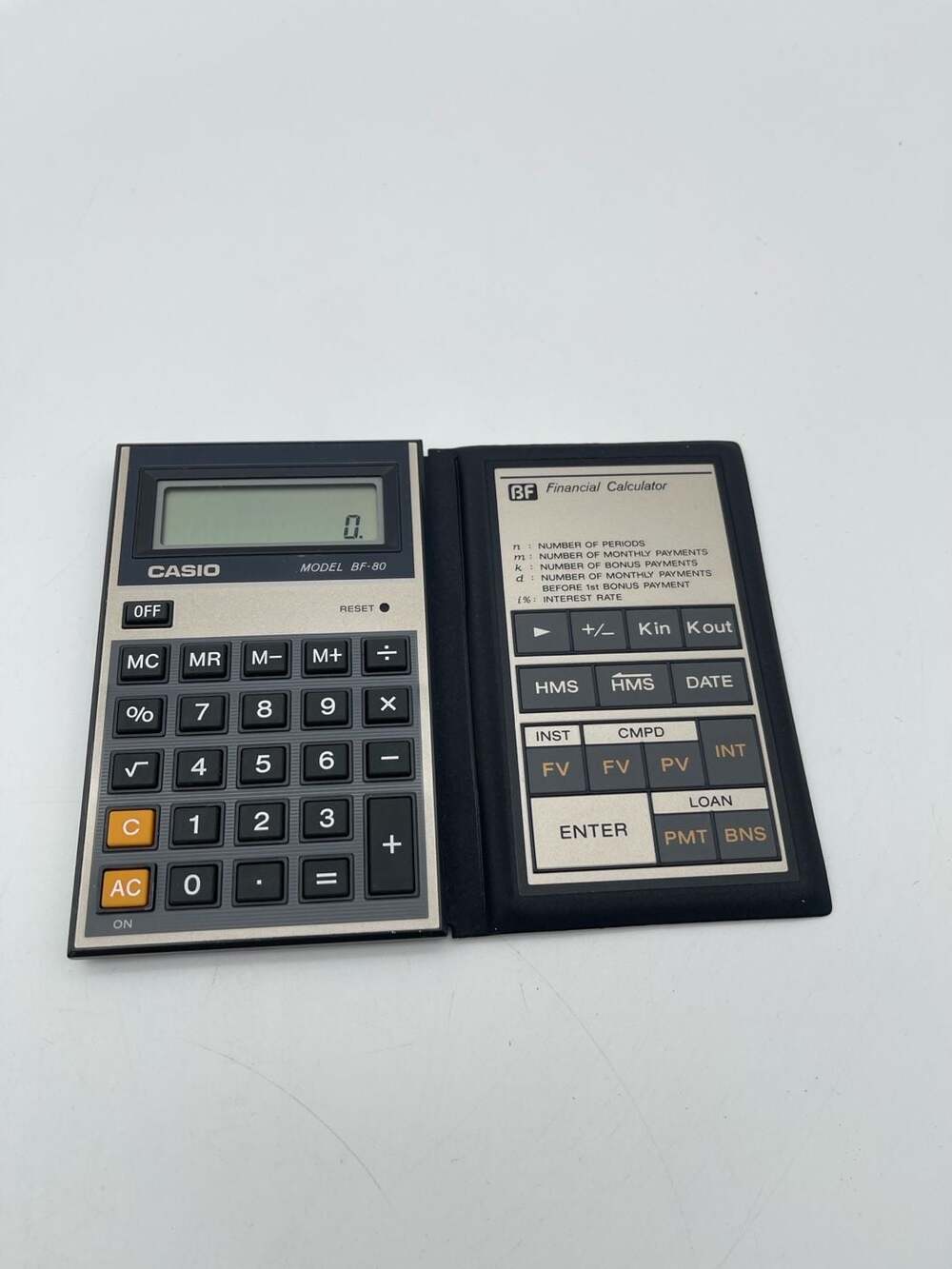 Vintage Casio‎ BF-80 Financial Calculator with Original Wallet Case